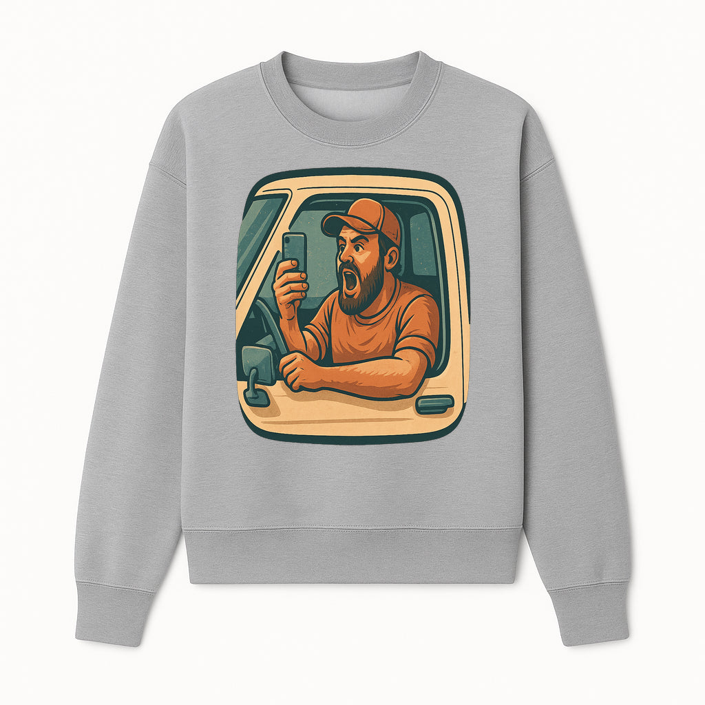 Angry Driver Graphic Tee - Humorous T-Shirt for Car Lovers & Drivers - Vintage Style Angry Man with Phone Design - Sweatshirt 1758556425419.jpg