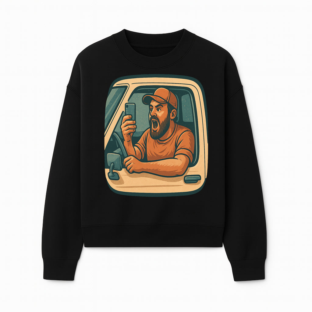 Angry Driver Graphic Tee - Humorous T-Shirt for Car Lovers & Drivers - Vintage Style Angry Man with Phone Design - Sweatshirt 1758556425534.jpg