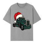 Christmas Truck Design with Lights and Santa Hat, Festive Holiday Decor for Truck Lovers, Winter Truck Art Print, Merry Christmas Gift - T-shirt 1758556425554.jpg