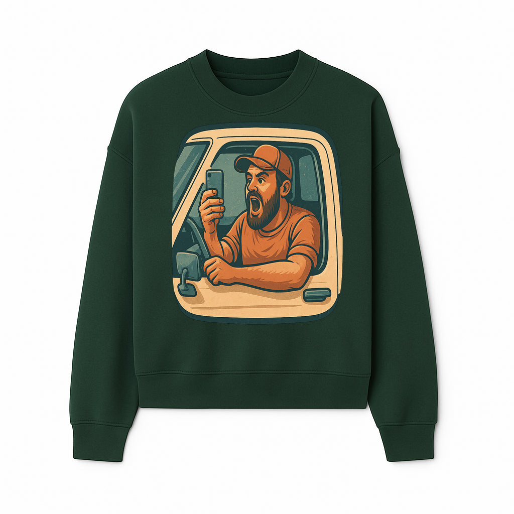 Angry Driver Graphic Tee - Humorous T-Shirt for Car Lovers & Drivers - Vintage Style Angry Man with Phone Design - Sweatshirt 1758556425791.jpg