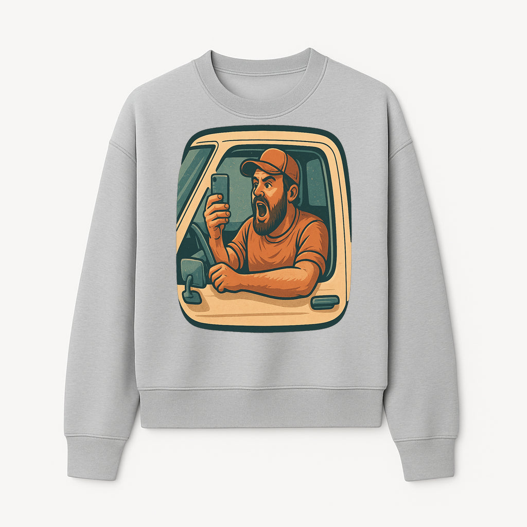 Angry Driver Graphic Tee - Humorous T-Shirt for Car Lovers & Drivers - Vintage Style Angry Man with Phone Design - Sweatshirt 1758556425925.jpg