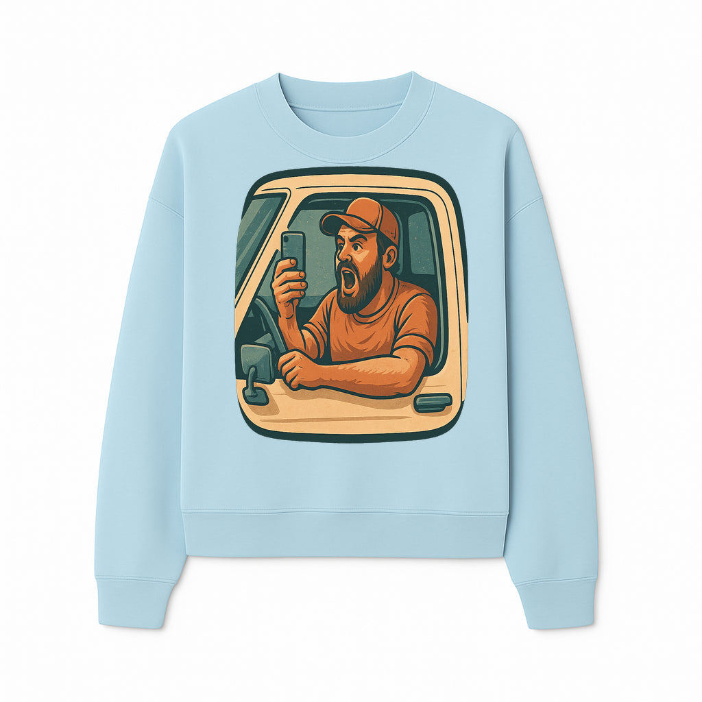 Angry Driver Graphic Tee - Humorous T-Shirt for Car Lovers & Drivers - Vintage Style Angry Man with Phone Design - Sweatshirt 1758556426065.jpg