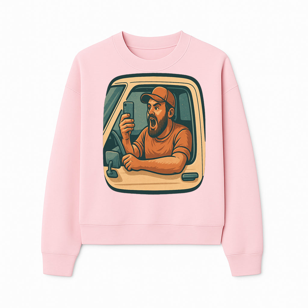 Angry Driver Graphic Tee - Humorous T-Shirt for Car Lovers & Drivers - Vintage Style Angry Man with Phone Design - Sweatshirt 1758556426192.jpg