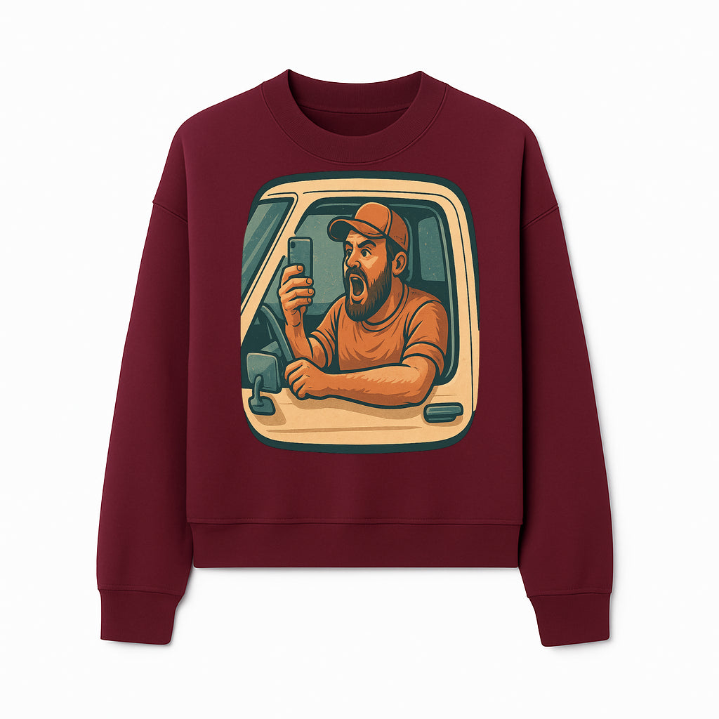 Angry Driver Graphic Tee - Humorous T-Shirt for Car Lovers & Drivers - Vintage Style Angry Man with Phone Design - Sweatshirt 1758556426323.jpg