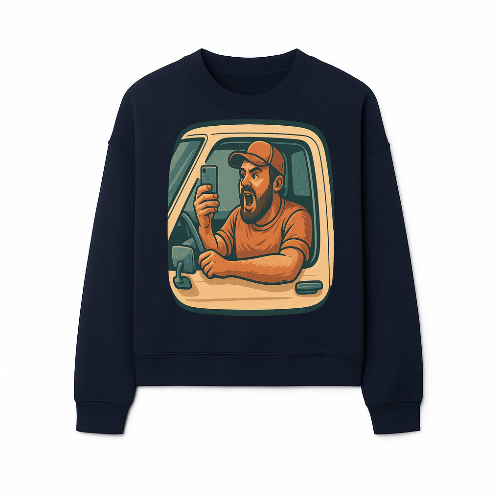 Angry Driver Graphic Tee - Humorous T-Shirt for Car Lovers & Drivers - Vintage Style Angry Man with Phone Design - Sweatshirt 1758556426448.jpg