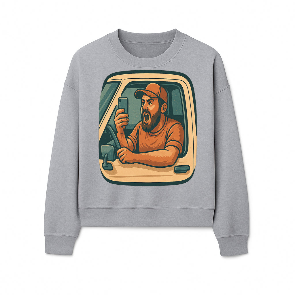 Angry Driver Graphic Tee - Humorous T-Shirt for Car Lovers & Drivers - Vintage Style Angry Man with Phone Design - Sweatshirt 1758556426696.jpg