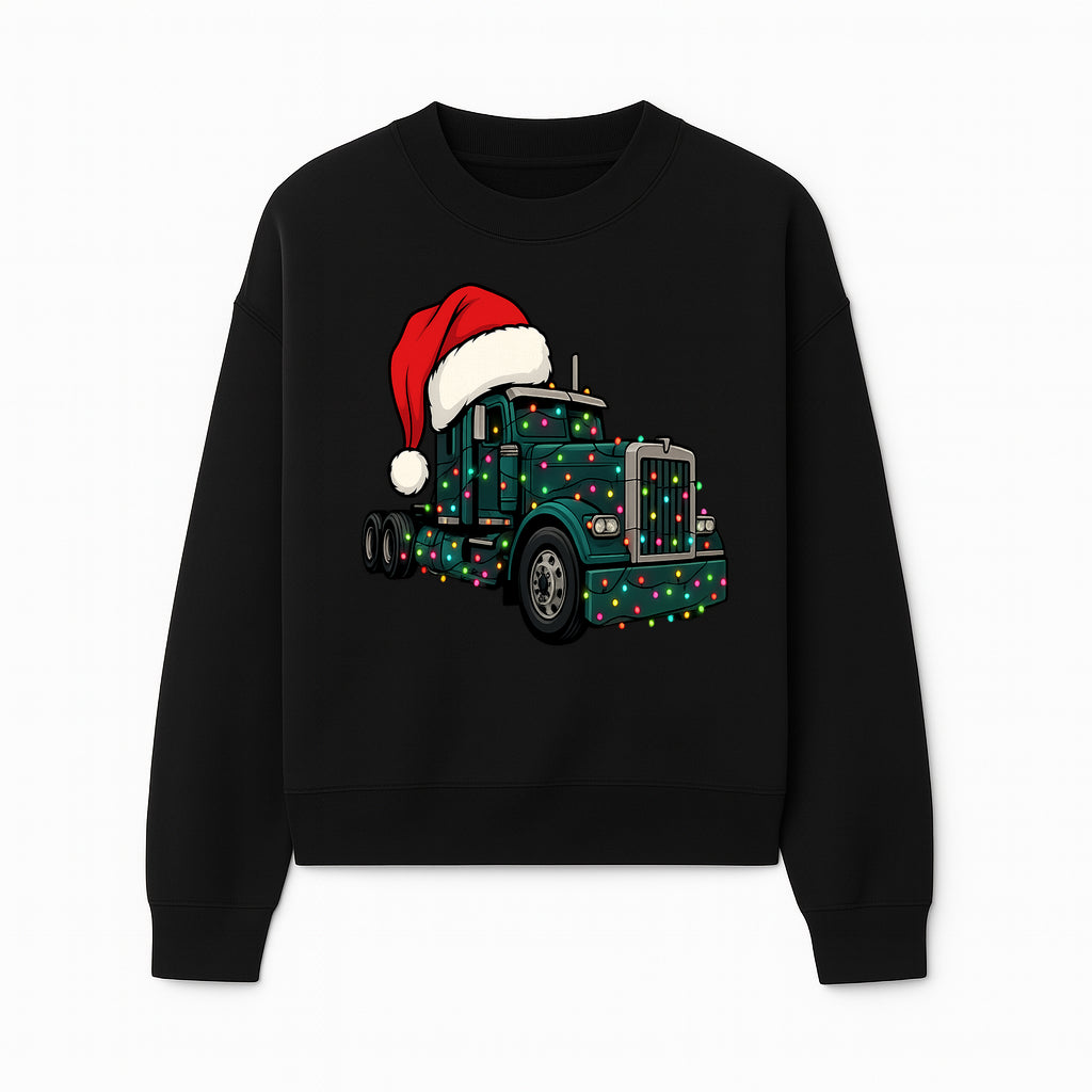 Christmas Truck Design with Lights and Santa Hat, Festive Holiday Decor for Truck Lovers, Winter Truck Art Print, Merry Christmas Gift - Sweatshirt 1758556427218.jpg