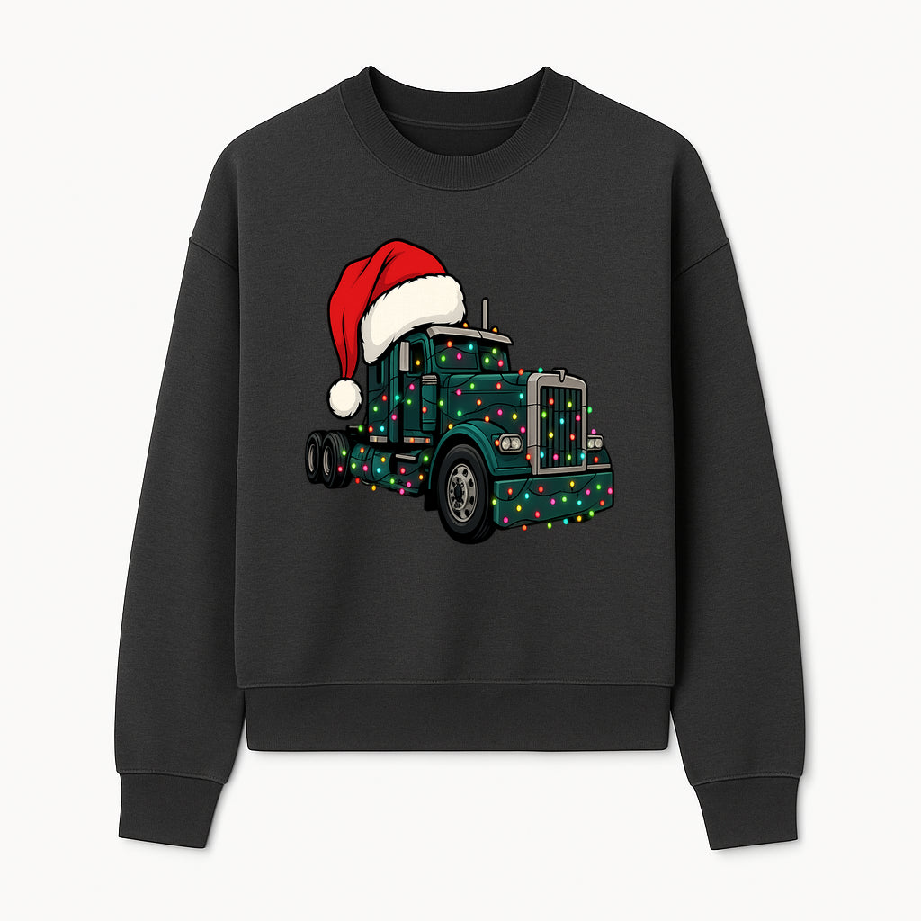 Christmas Truck Design with Lights and Santa Hat, Festive Holiday Decor for Truck Lovers, Winter Truck Art Print, Merry Christmas Gift - Sweatshirt 1758556427342.jpg
