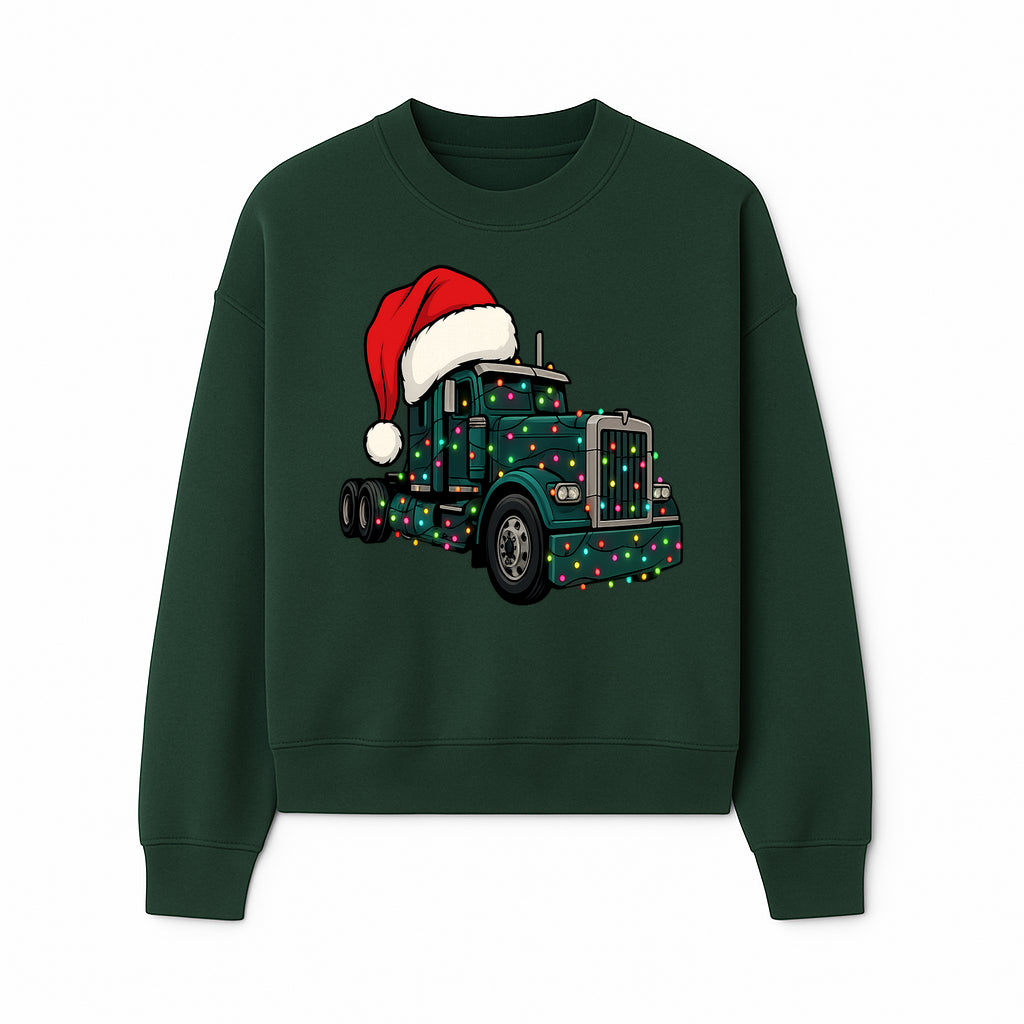 Christmas Truck Design with Lights and Santa Hat, Festive Holiday Decor for Truck Lovers, Winter Truck Art Print, Merry Christmas Gift - Sweatshirt 1758556427460.jpg