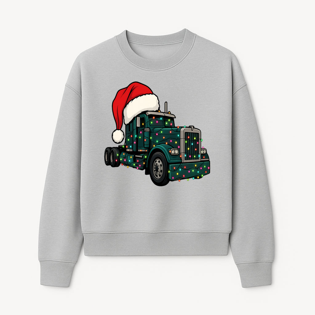 Christmas Truck Design with Lights and Santa Hat, Festive Holiday Decor for Truck Lovers, Winter Truck Art Print, Merry Christmas Gift - Sweatshirt 1758556427587.jpg