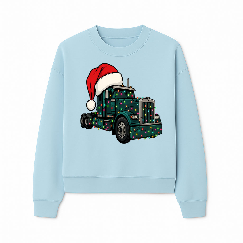 Christmas Truck Design with Lights and Santa Hat, Festive Holiday Decor for Truck Lovers, Winter Truck Art Print, Merry Christmas Gift - Sweatshirt 1758556427743.jpg