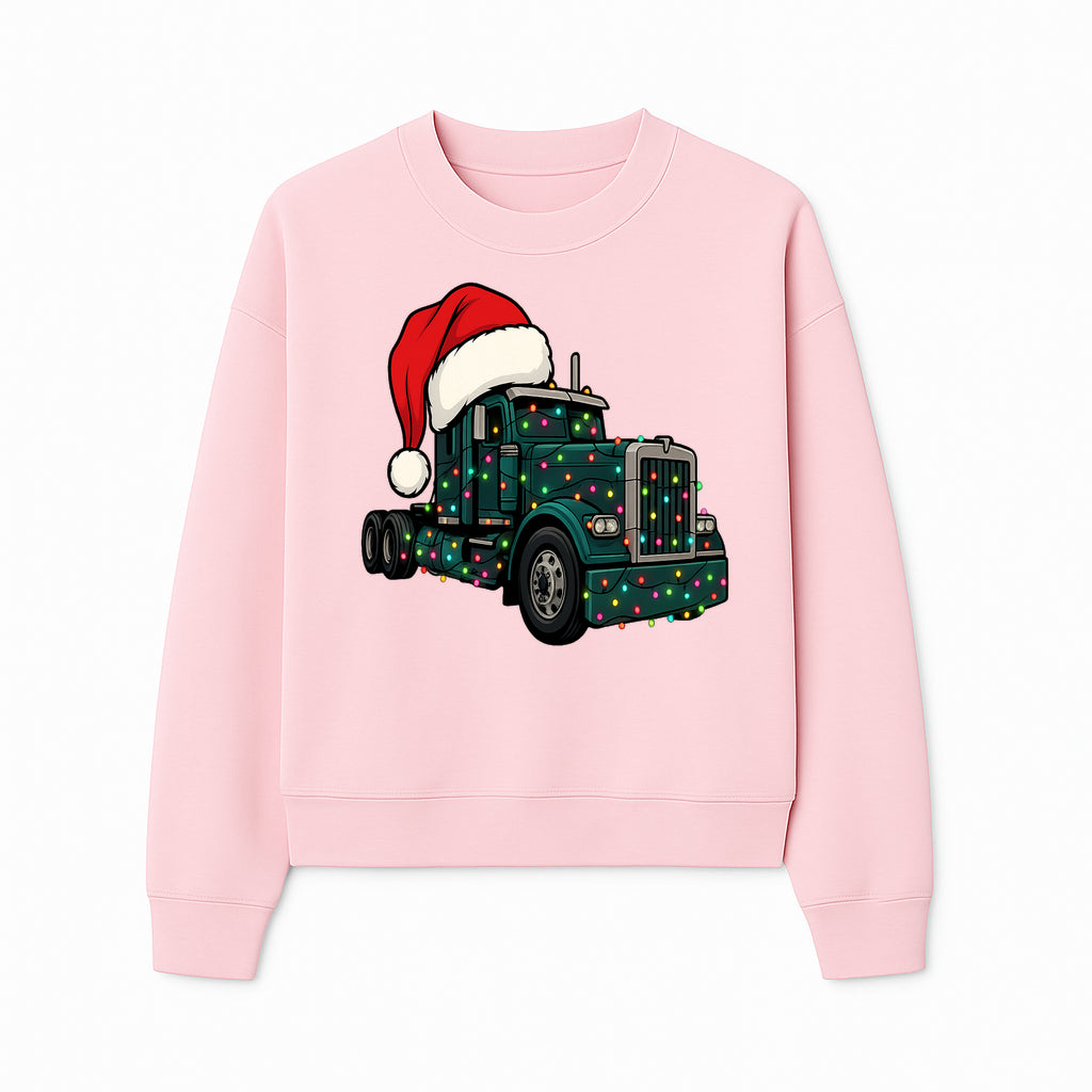 Christmas Truck Design with Lights and Santa Hat, Festive Holiday Decor for Truck Lovers, Winter Truck Art Print, Merry Christmas Gift - Sweatshirt 1758556427872.jpg