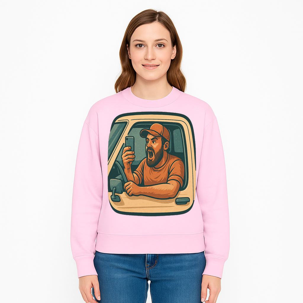 Angry Driver Graphic Tee - Humorous T-Shirt for Car Lovers & Drivers - Vintage Style Angry Man with Phone Design - Sweatshirt 1758556428084.jpg