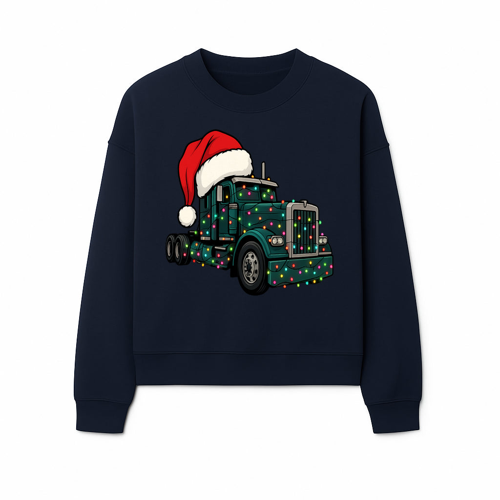 Christmas Truck Design with Lights and Santa Hat, Festive Holiday Decor for Truck Lovers, Winter Truck Art Print, Merry Christmas Gift - Sweatshirt 1758556428148.jpg