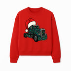 Christmas Truck Design with Lights and Santa Hat, Festive Holiday Decor for Truck Lovers, Winter Truck Art Print, Merry Christmas Gift - Sweatshirt 1758556428274.jpg