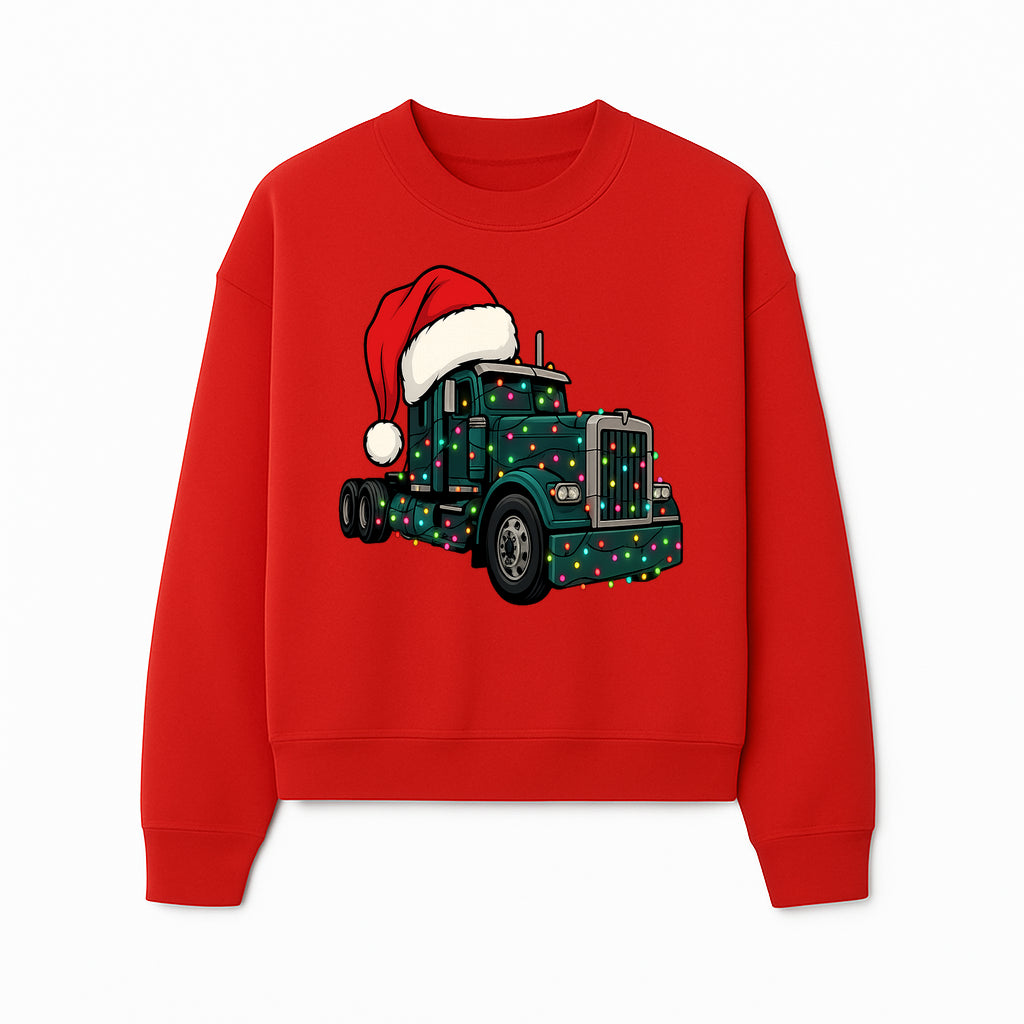 Christmas Truck Design with Lights and Santa Hat, Festive Holiday Decor for Truck Lovers, Winter Truck Art Print, Merry Christmas Gift - Sweatshirt 1758556428274.jpg