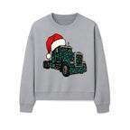 Christmas Truck Design with Lights and Santa Hat, Festive Holiday Decor for Truck Lovers, Winter Truck Art Print, Merry Christmas Gift - Sweatshirt 1758556428401.jpg