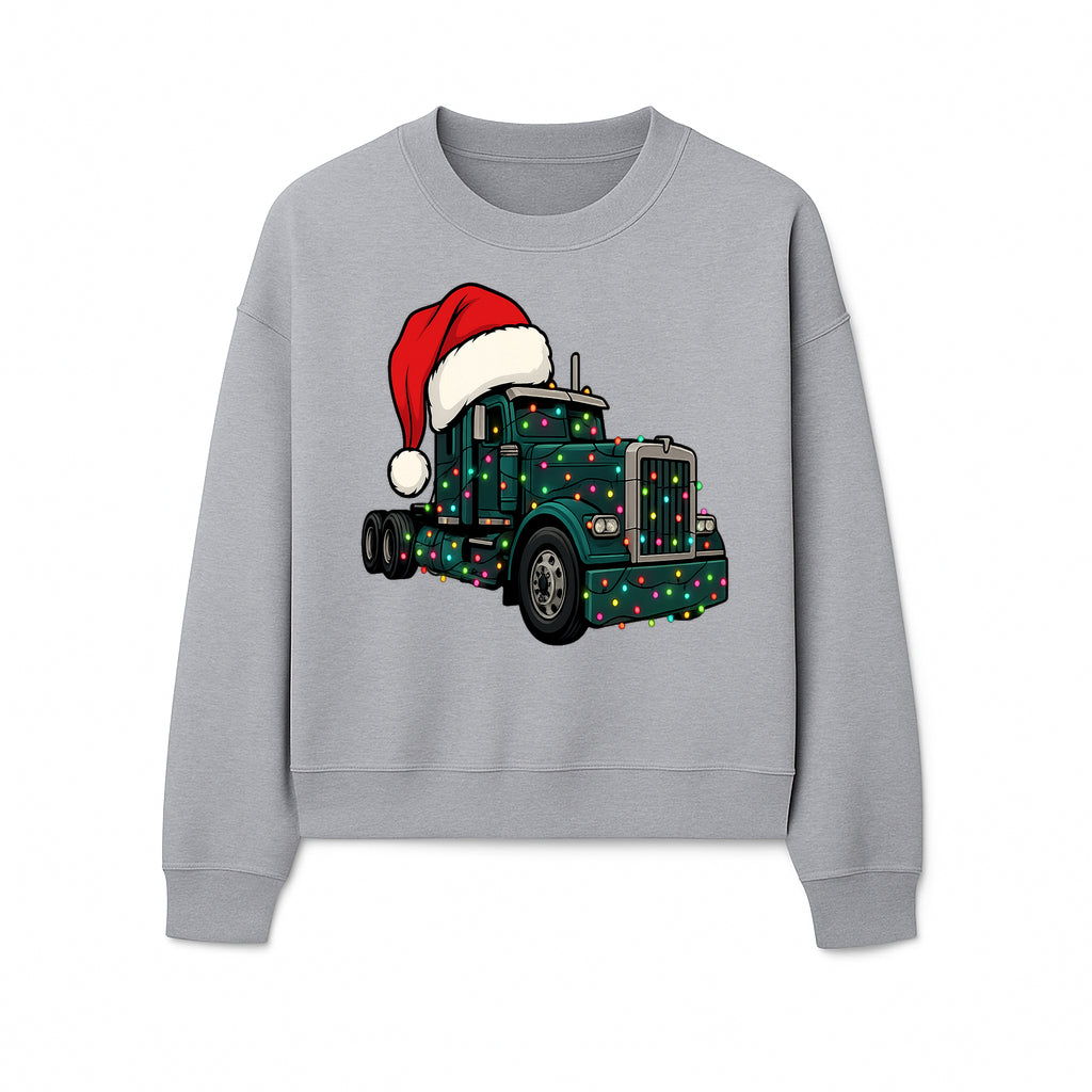 Christmas Truck Design with Lights and Santa Hat, Festive Holiday Decor for Truck Lovers, Winter Truck Art Print, Merry Christmas Gift - Sweatshirt 1758556428401.jpg