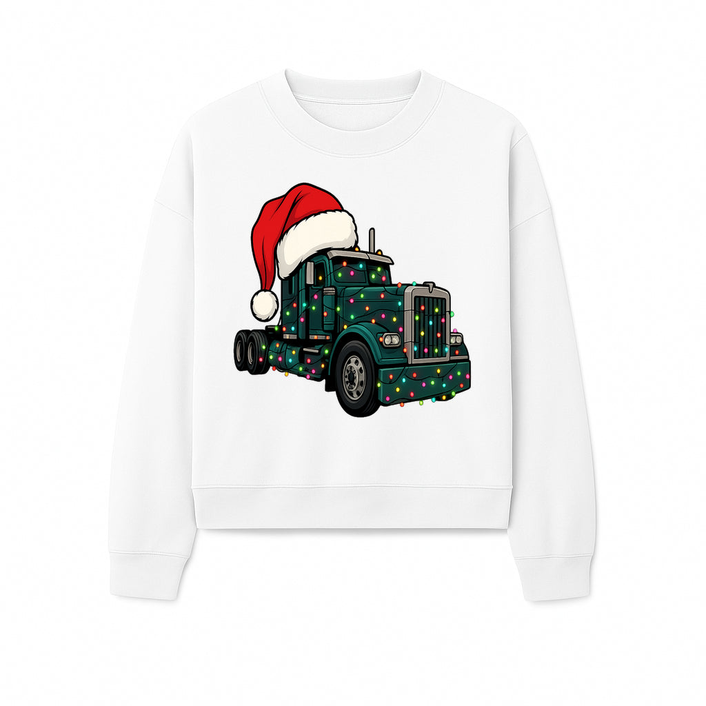 Christmas Truck Design with Lights and Santa Hat, Festive Holiday Decor for Truck Lovers, Winter Truck Art Print, Merry Christmas Gift - Sweatshirt 1758556428576.jpg