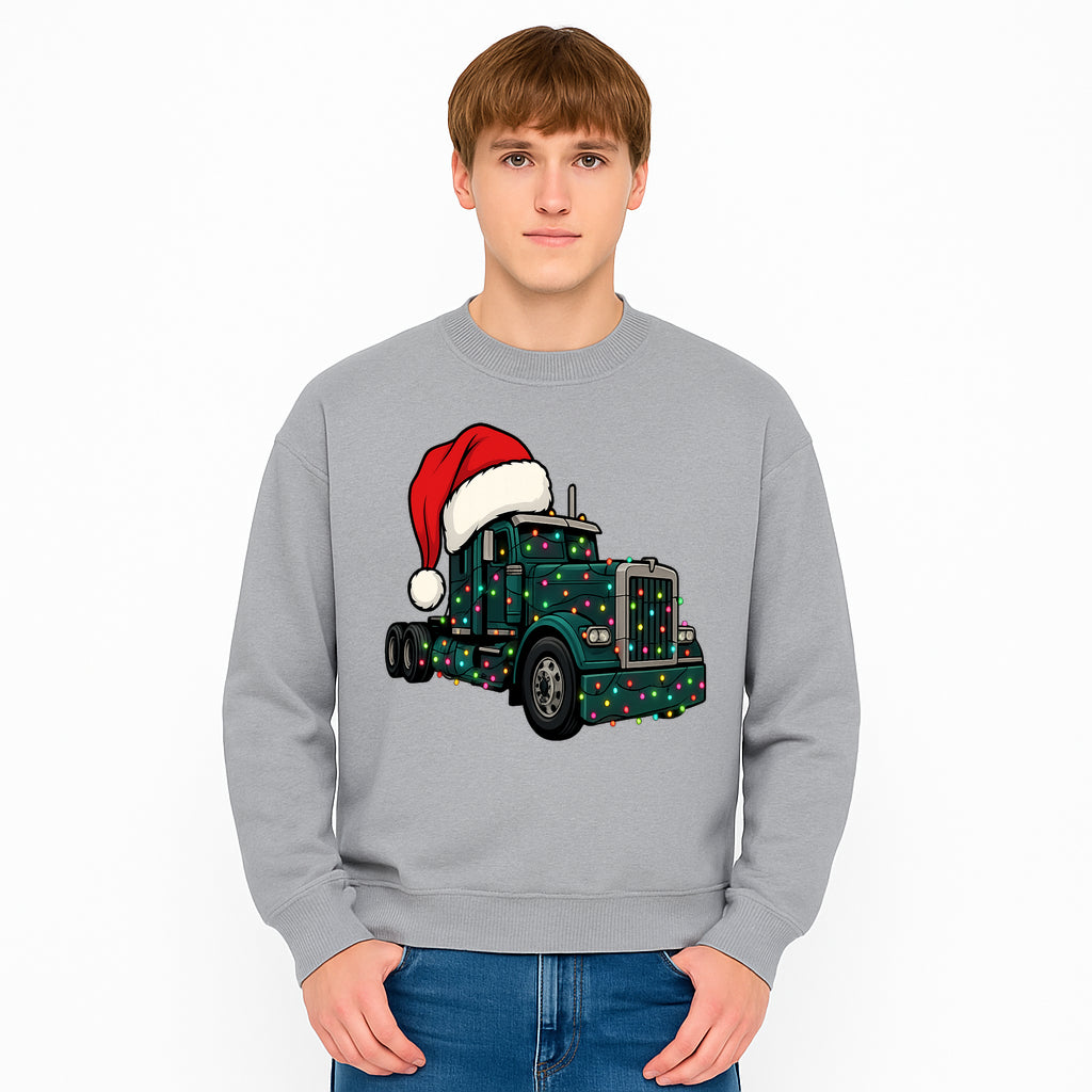 Christmas Truck Design with Lights and Santa Hat, Festive Holiday Decor for Truck Lovers, Winter Truck Art Print, Merry Christmas Gift - Sweatshirt 1758556429707.jpg