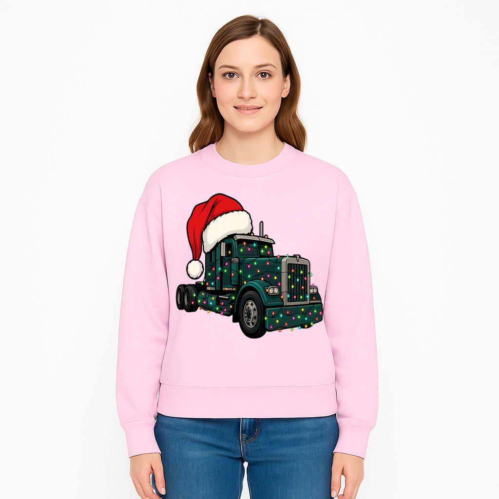 Christmas Truck Design with Lights and Santa Hat, Festive Holiday Decor for Truck Lovers, Winter Truck Art Print, Merry Christmas Gift - Sweatshirt 1758556429840.jpg