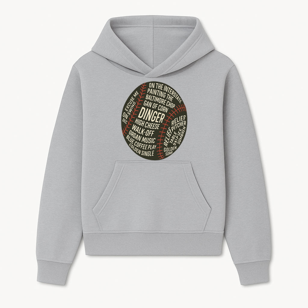 Baseball Terms Wall Art | Dinger Print with Game Phrases | Sports Decor for Fans | Vintage Baseball Typography Design - Hoodie 1758558728310.jpg