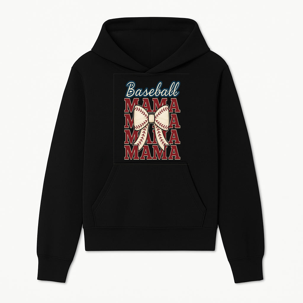 Baseball Mama T-Shirt with Bow, Cute Baseball Mom Graphic Tee, Softball Cheer Design for Sports Lovers and Fan Gifts - Hoodie 1758558728838.jpg