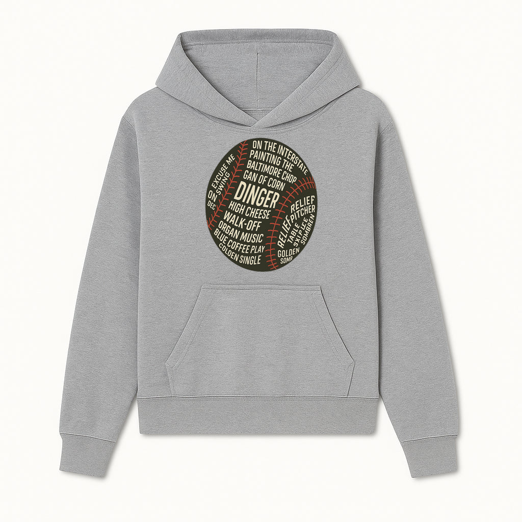 Baseball Terms Wall Art | Dinger Print with Game Phrases | Sports Decor for Fans | Vintage Baseball Typography Design - Hoodie 1758558728875.jpg