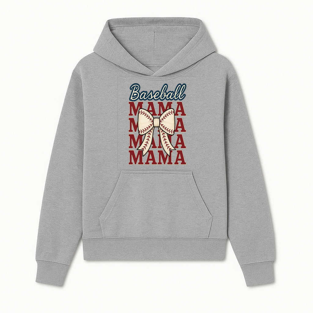 Baseball Mama T-Shirt with Bow, Cute Baseball Mom Graphic Tee, Softball Cheer Design for Sports Lovers and Fan Gifts - Hoodie 1758558729342.jpg