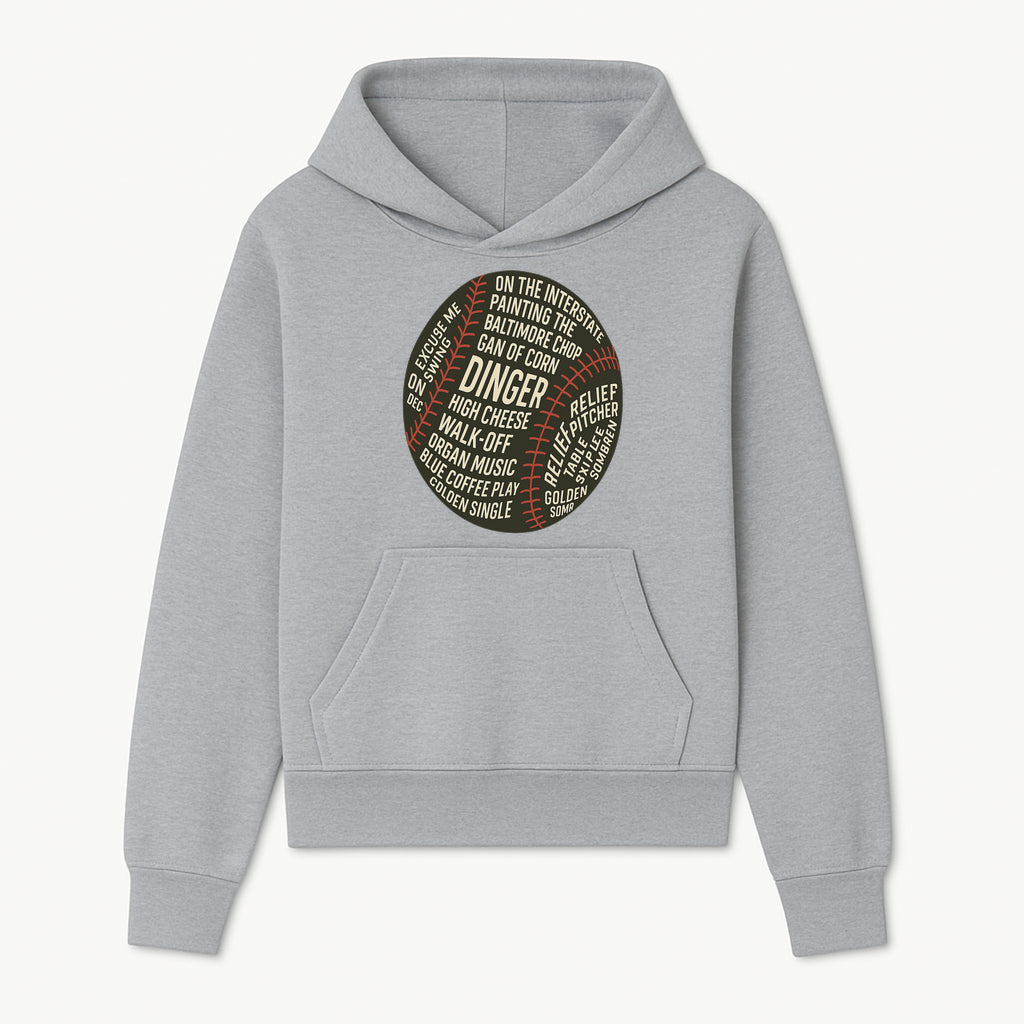 Baseball Terms Wall Art | Dinger Print with Game Phrases | Sports Decor for Fans | Vintage Baseball Typography Design - Hoodie 1758558729631.jpg