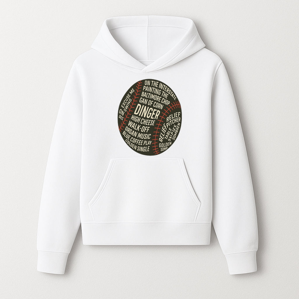 Baseball Terms Wall Art | Dinger Print with Game Phrases | Sports Decor for Fans | Vintage Baseball Typography Design - Hoodie 1758558729770.jpg