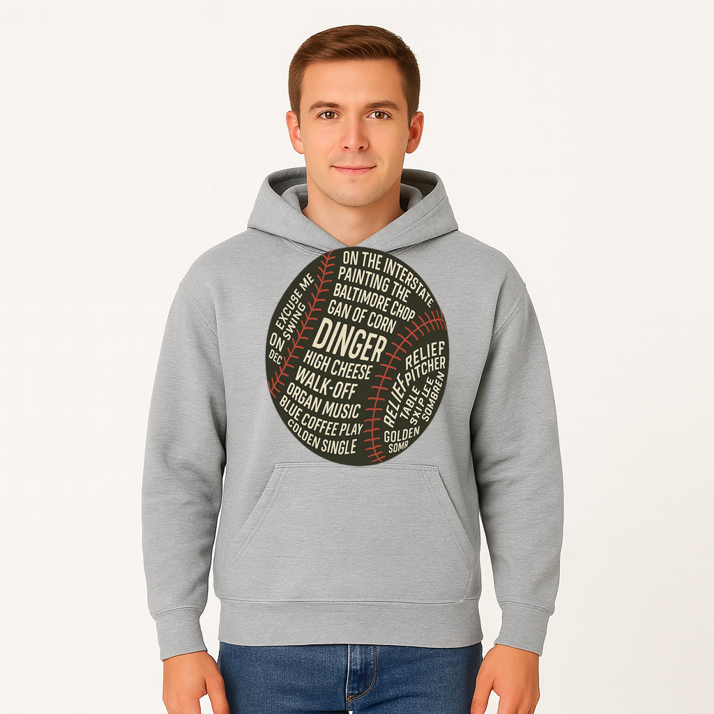 Baseball Terms Wall Art | Dinger Print with Game Phrases | Sports Decor for Fans | Vintage Baseball Typography Design - Hoodie 1758558730902.jpg