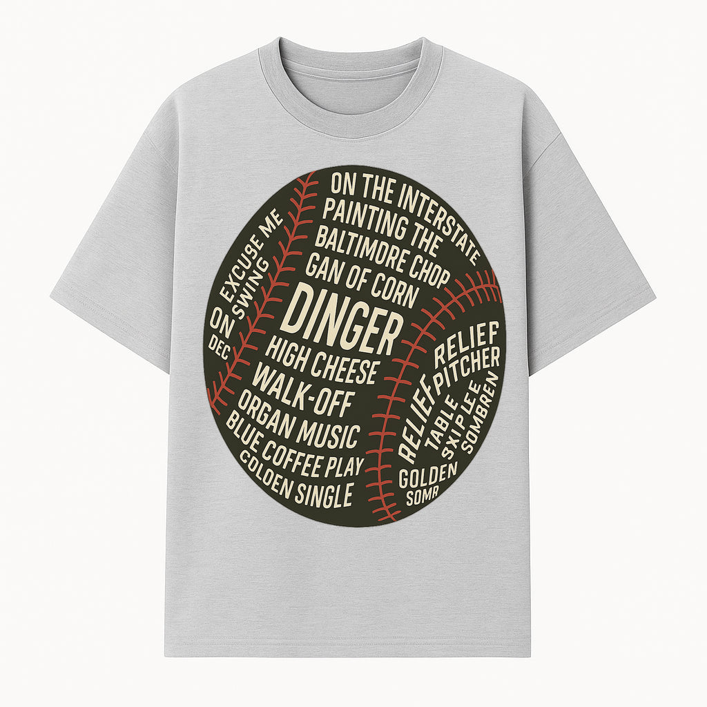 Baseball Terms Wall Art | Dinger Print with Game Phrases | Sports Decor for Fans | Vintage Baseball Typography Design - T-shirt 1758558731192.jpg
