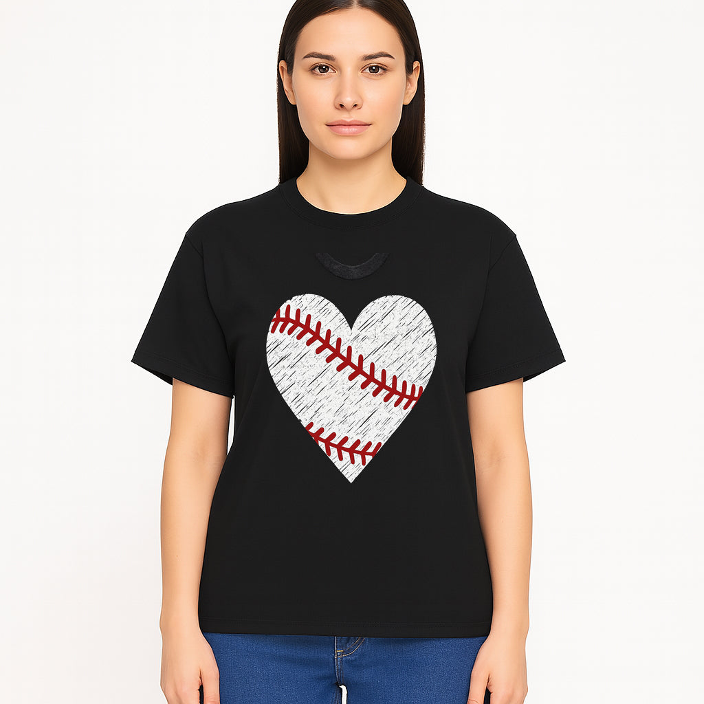 Baseball Heart Graphic Tee | Love for Baseball Lovers | Sports Apparel | Gift for Softball Fans | Vintage Baseball Tee - T-shirt 1758558731322.jpg