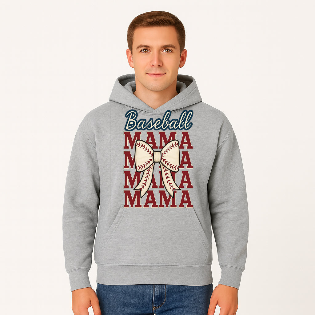 Baseball Mama T-Shirt with Bow, Cute Baseball Mom Graphic Tee, Softball Cheer Design for Sports Lovers and Fan Gifts - Hoodie 1758558731373.jpg