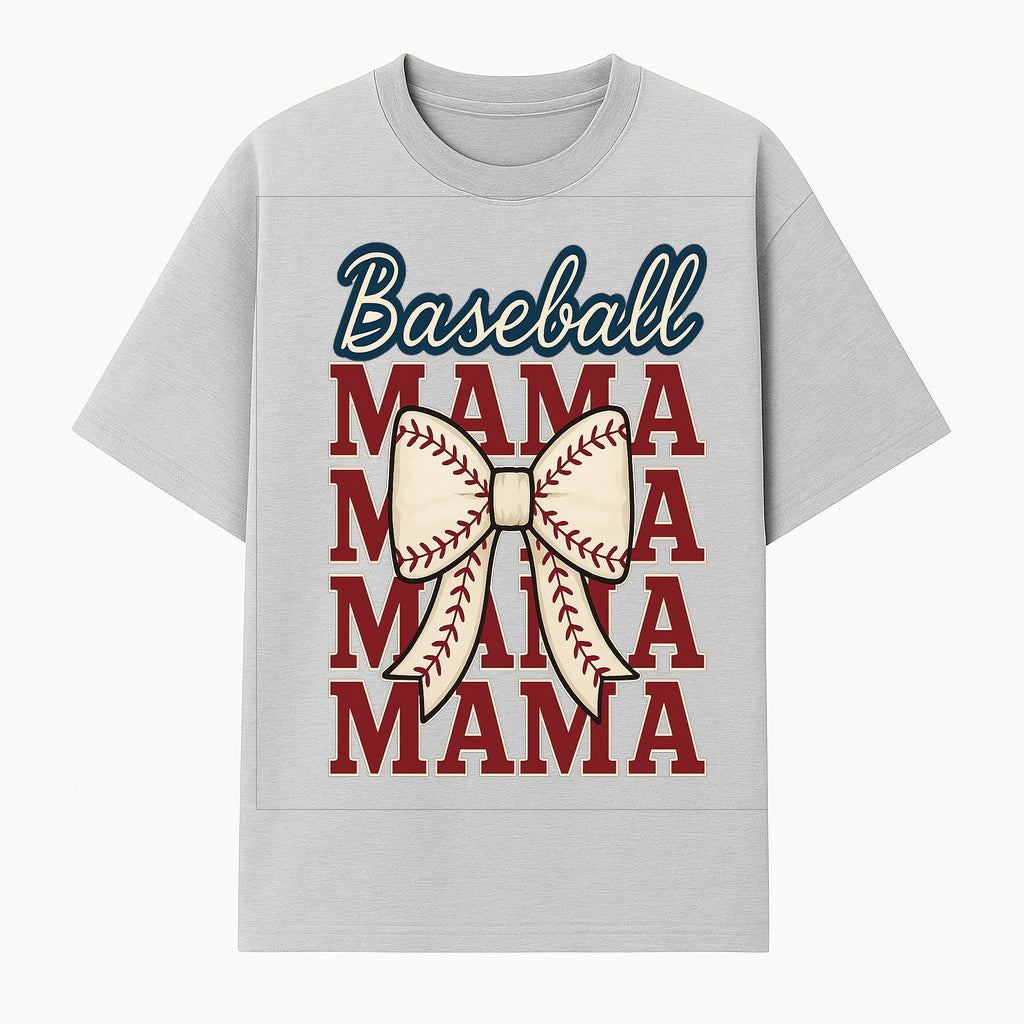 Baseball Mama T-Shirt with Bow, Cute Baseball Mom Graphic Tee, Softball Cheer Design for Sports Lovers and Fan Gifts - T-shirt 1758558731635.jpg
