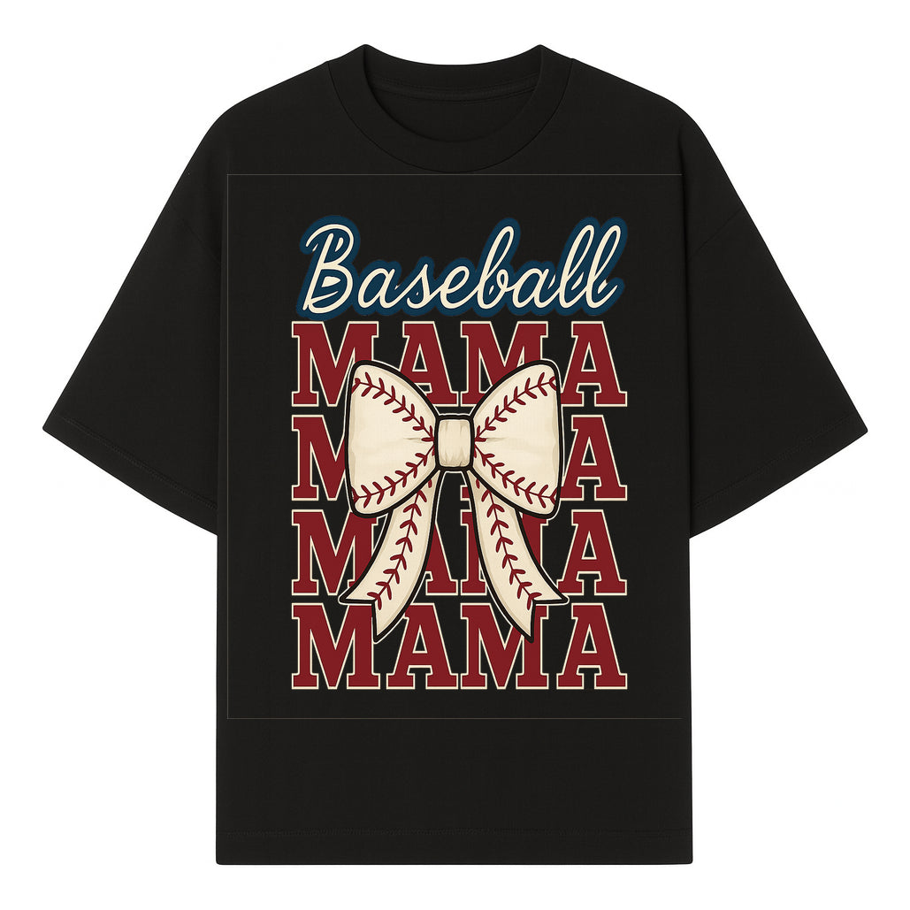 Baseball Mama T-Shirt with Bow, Cute Baseball Mom Graphic Tee, Softball Cheer Design for Sports Lovers and Fan Gifts - T-shirt 1758558731782.jpg
