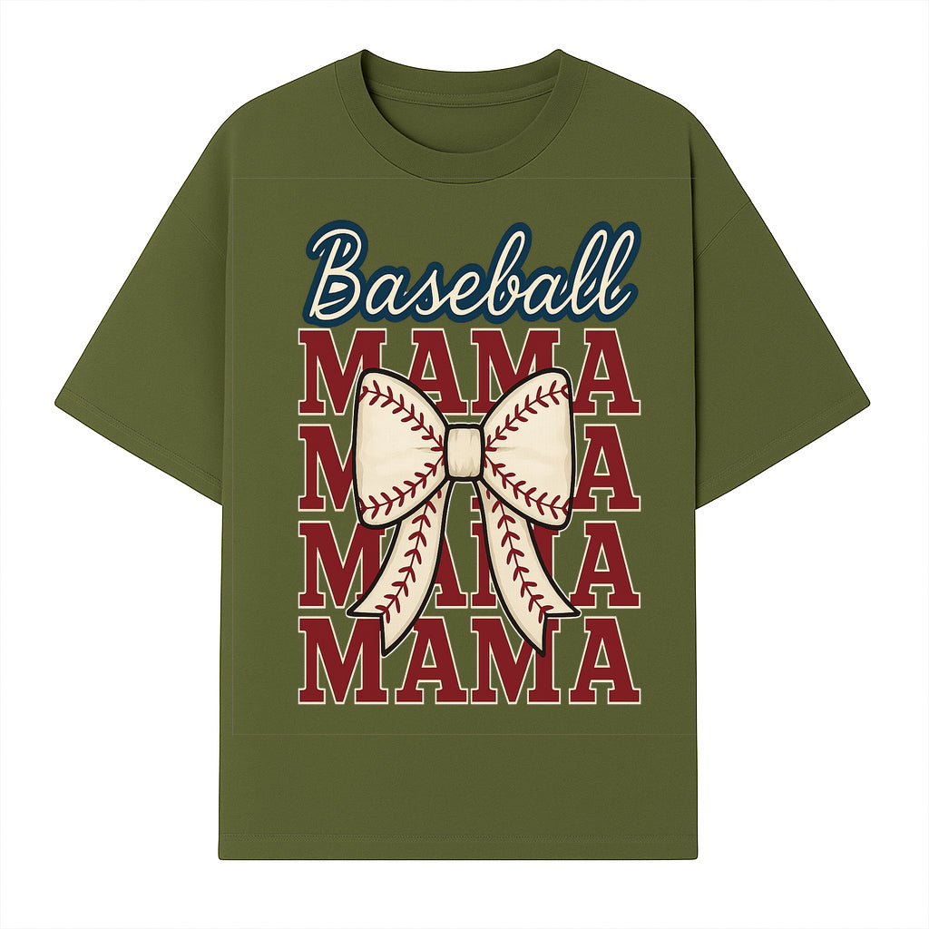 Baseball Mama T-Shirt with Bow, Cute Baseball Mom Graphic Tee, Softball Cheer Design for Sports Lovers and Fan Gifts - T-shirt 1758558732048.jpg