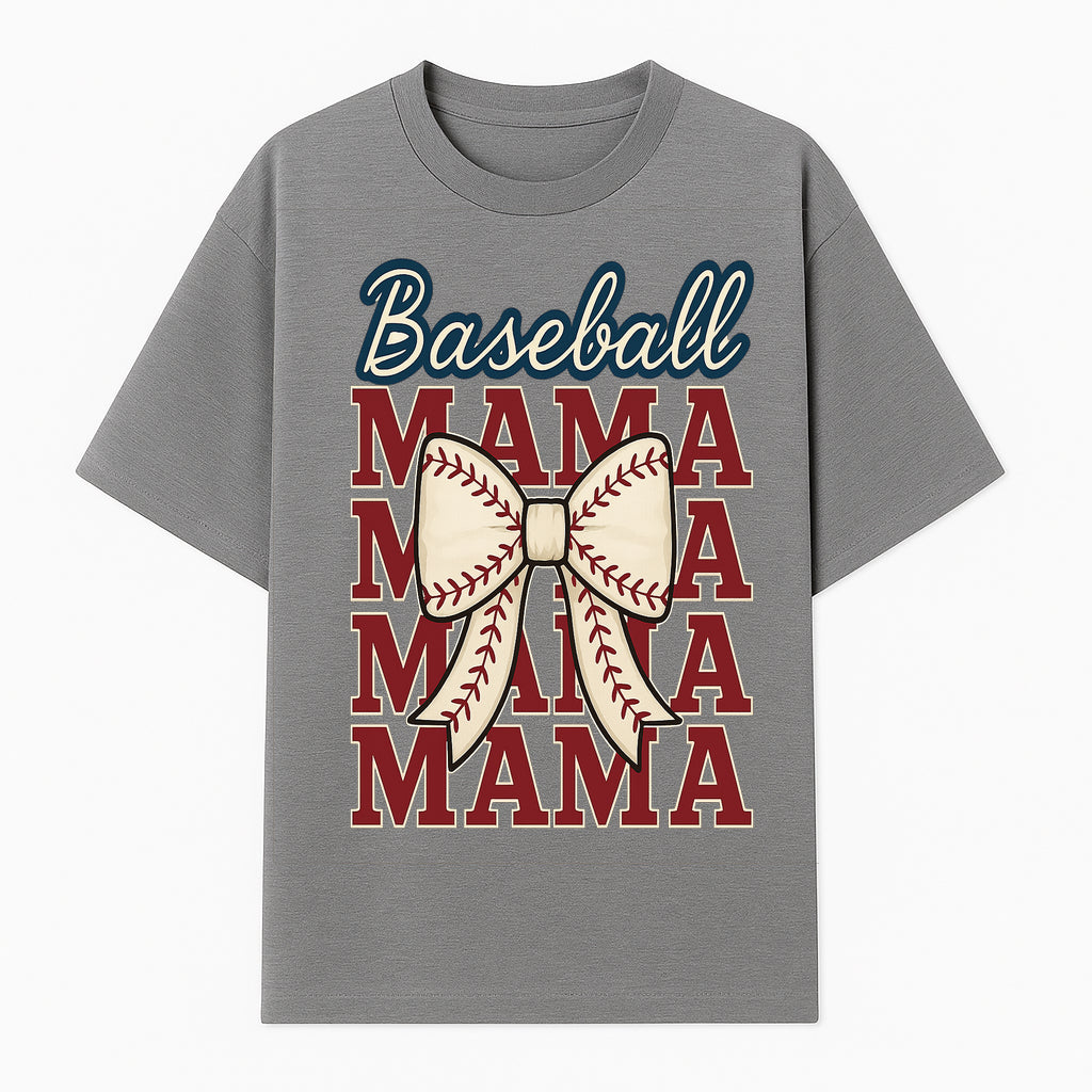 Baseball Mama T-Shirt with Bow, Cute Baseball Mom Graphic Tee, Softball Cheer Design for Sports Lovers and Fan Gifts - T-shirt 1758558732183.jpg