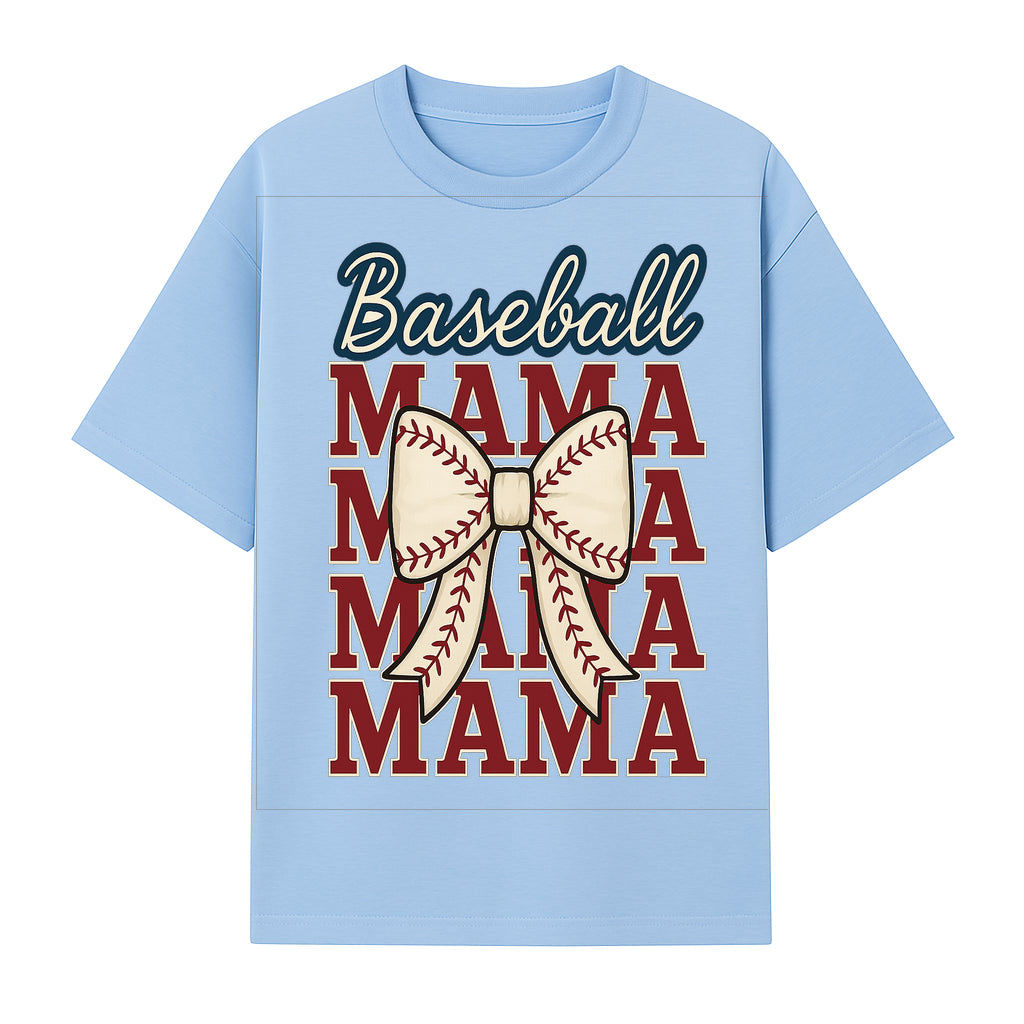 Baseball Mama T-Shirt with Bow, Cute Baseball Mom Graphic Tee, Softball Cheer Design for Sports Lovers and Fan Gifts - T-shirt 1758558732304.jpg