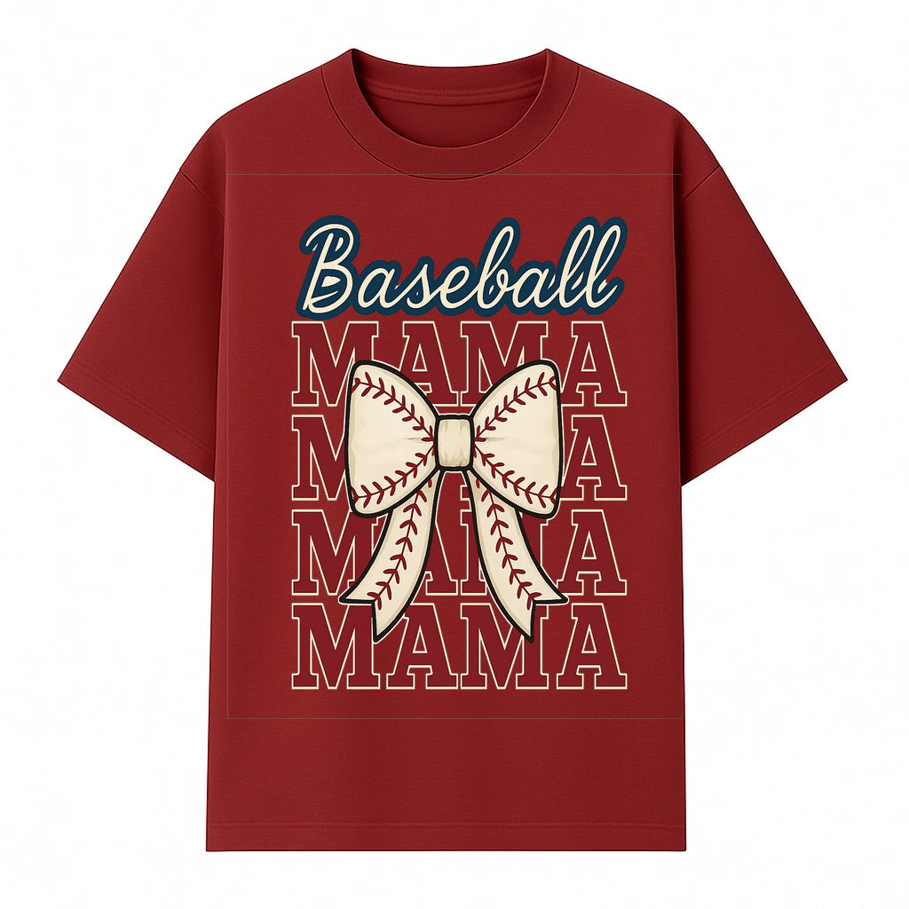 Baseball Mama T-Shirt with Bow, Cute Baseball Mom Graphic Tee, Softball Cheer Design for Sports Lovers and Fan Gifts - T-shirt 1758558732566.jpg