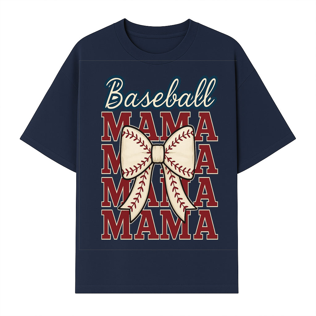 Baseball Mama T-Shirt with Bow, Cute Baseball Mom Graphic Tee, Softball Cheer Design for Sports Lovers and Fan Gifts - T-shirt 1758558732687.jpg