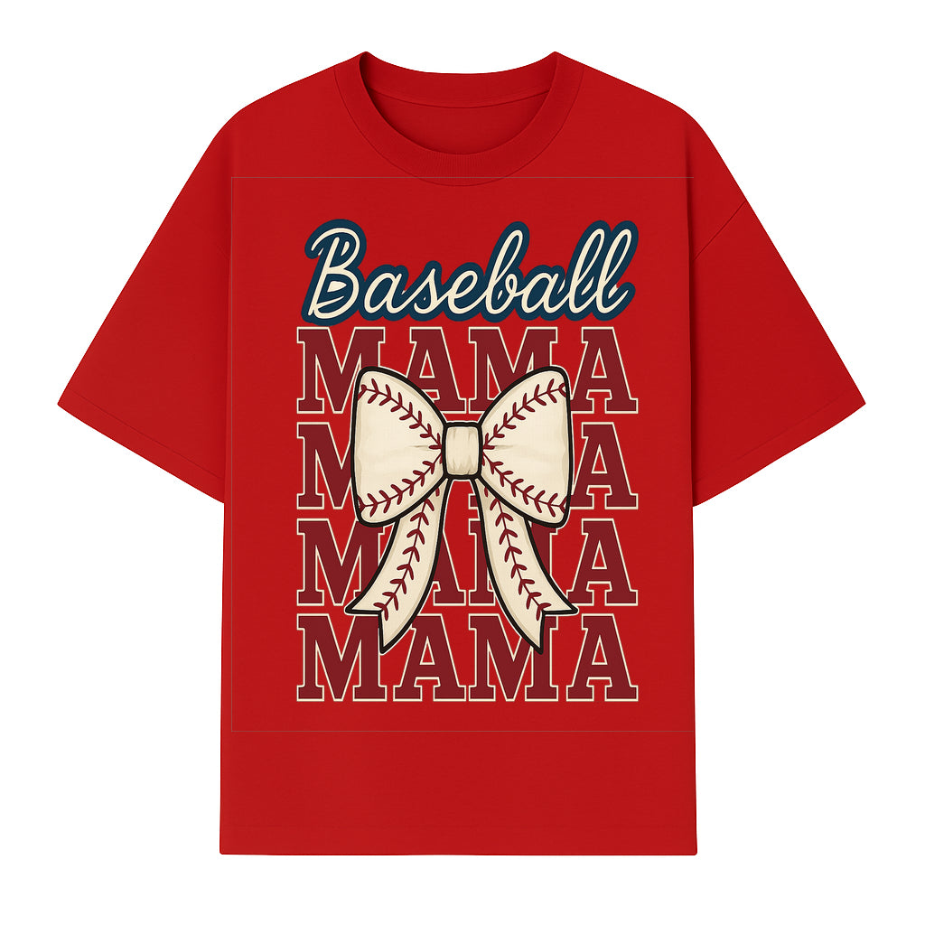 Baseball Mama T-Shirt with Bow, Cute Baseball Mom Graphic Tee, Softball Cheer Design for Sports Lovers and Fan Gifts - T-shirt 1758558732823.jpg
