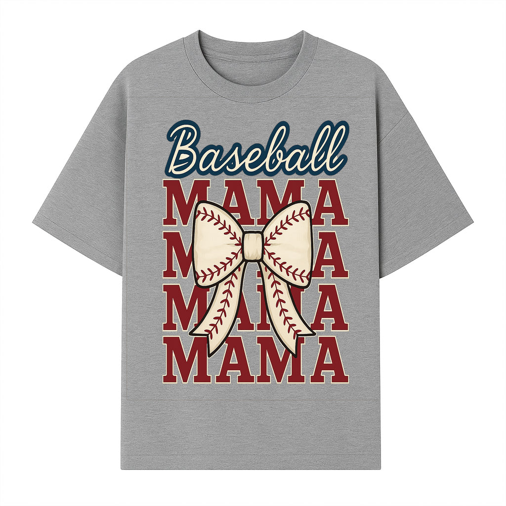Baseball Mama T-Shirt with Bow, Cute Baseball Mom Graphic Tee, Softball Cheer Design for Sports Lovers and Fan Gifts - T-shirt 1758558732958.jpg