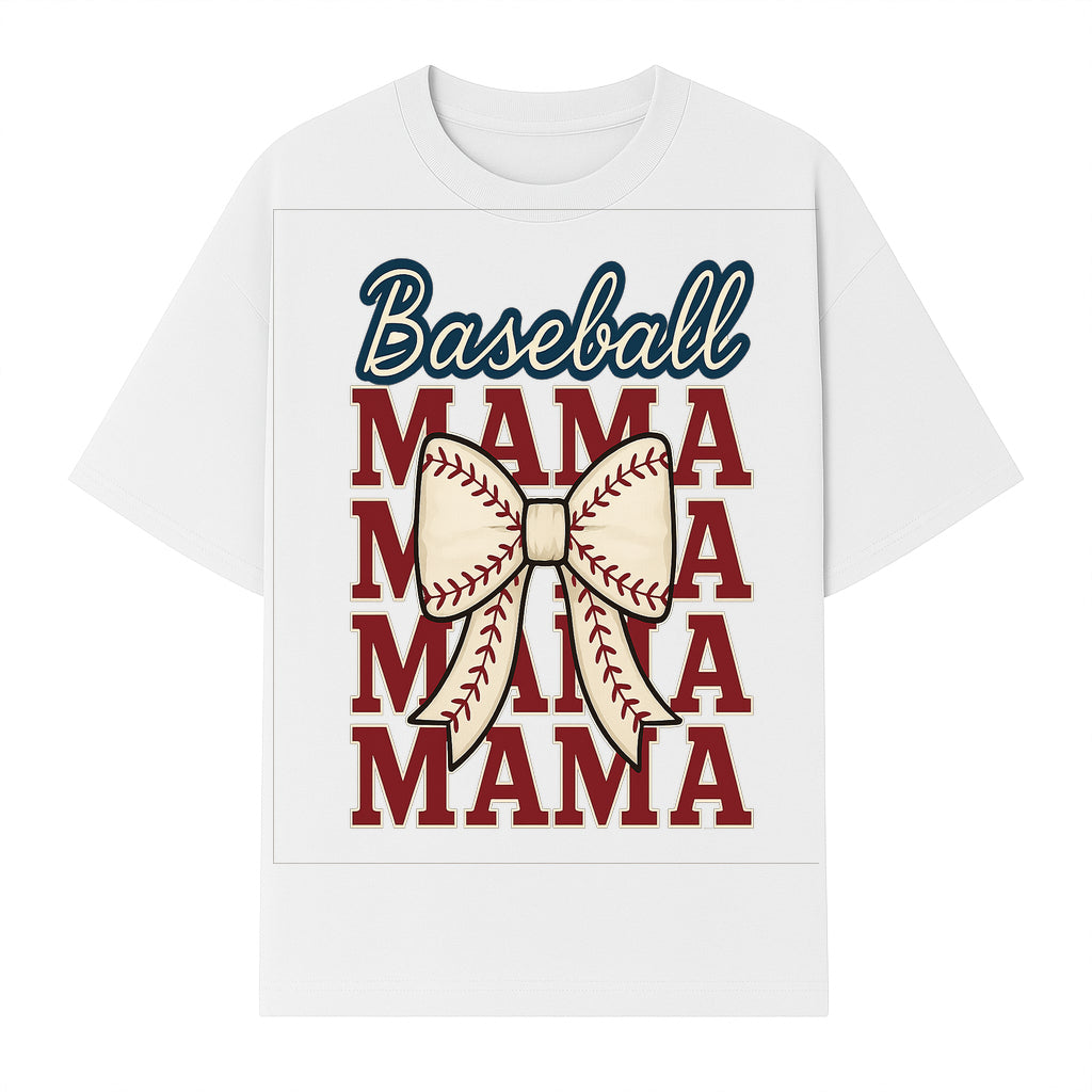 Baseball Mama T-Shirt with Bow, Cute Baseball Mom Graphic Tee, Softball Cheer Design for Sports Lovers and Fan Gifts - T-shirt 1758558733098.jpg