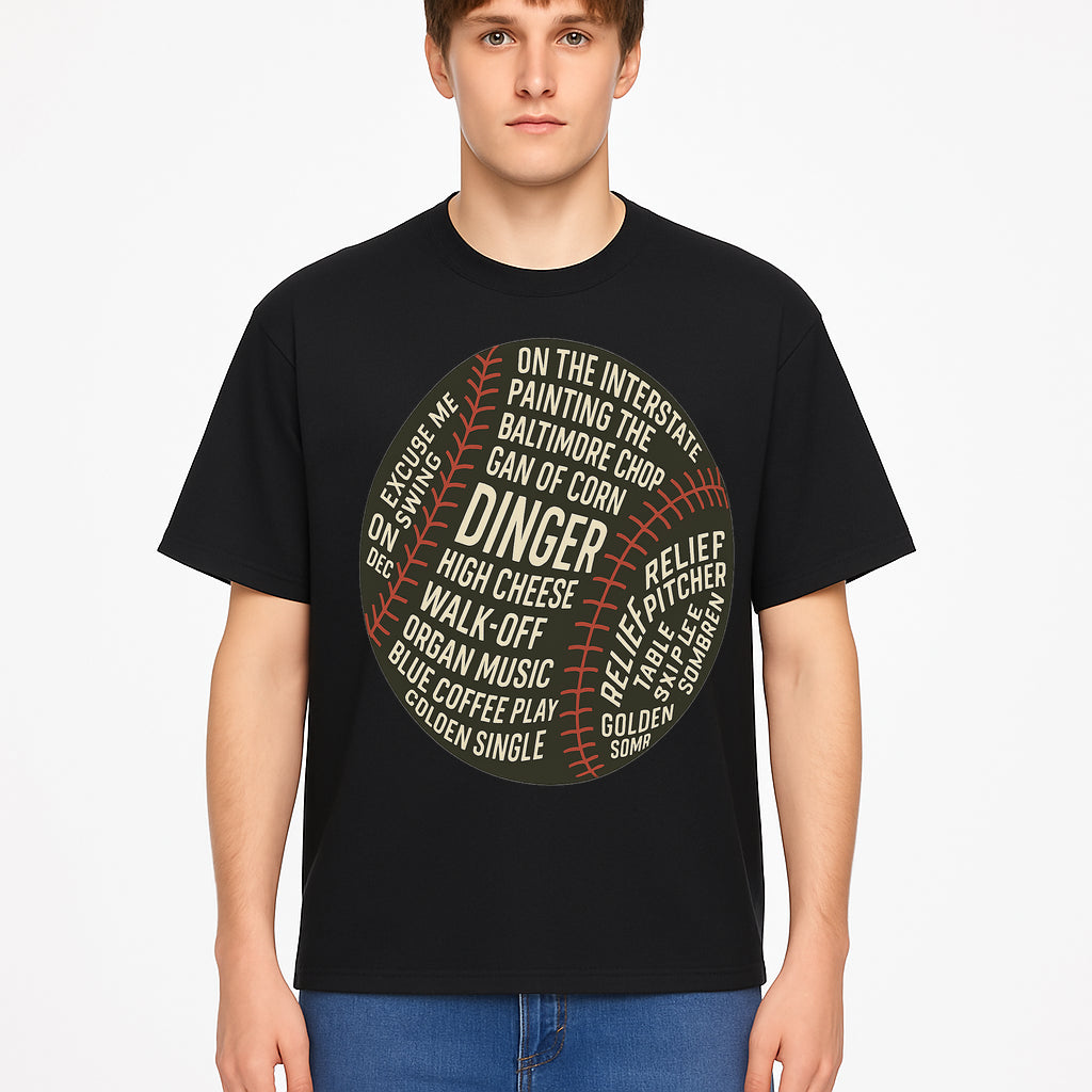 Baseball Terms Wall Art | Dinger Print with Game Phrases | Sports Decor for Fans | Vintage Baseball Typography Design - T-shirt 1758558733761.jpg