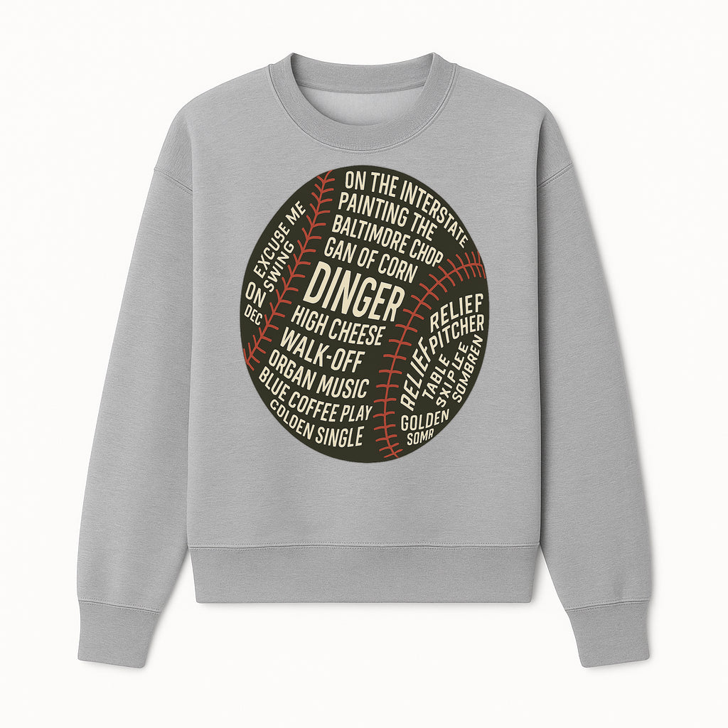 Baseball Terms Wall Art | Dinger Print with Game Phrases | Sports Decor for Fans | Vintage Baseball Typography Design - Sweatshirt 1758558734045.jpg