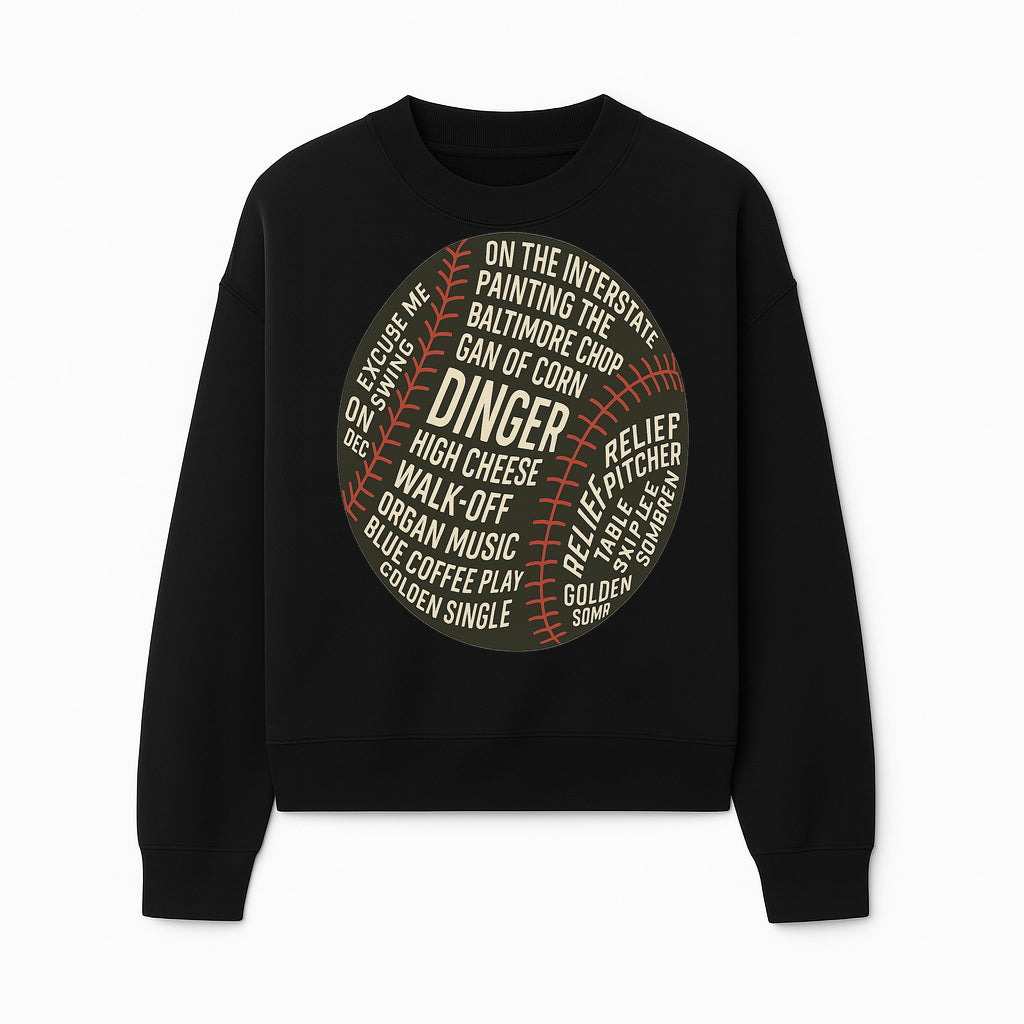 Baseball Terms Wall Art | Dinger Print with Game Phrases | Sports Decor for Fans | Vintage Baseball Typography Design - Sweatshirt 1758558734161.jpg