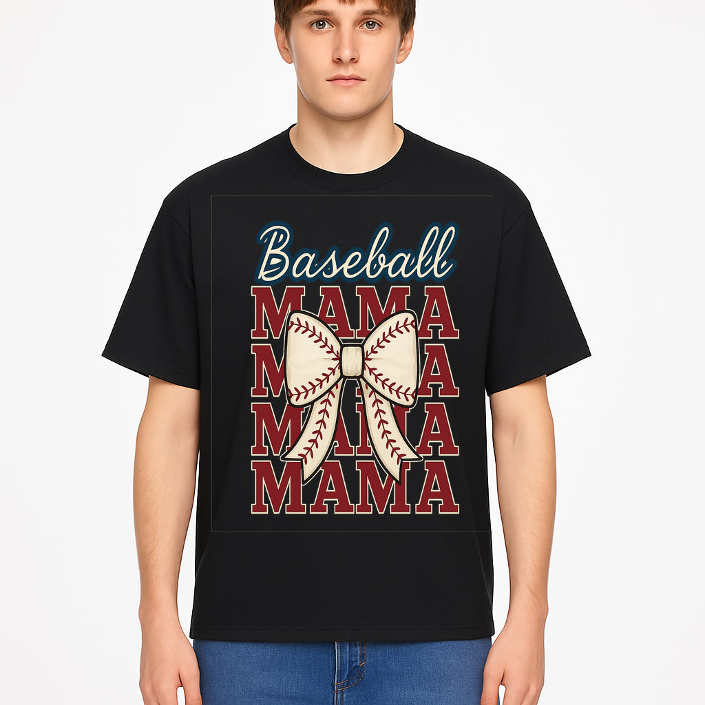 Baseball Mama T-Shirt with Bow, Cute Baseball Mom Graphic Tee, Softball Cheer Design for Sports Lovers and Fan Gifts - T-shirt 1758558734240.jpg