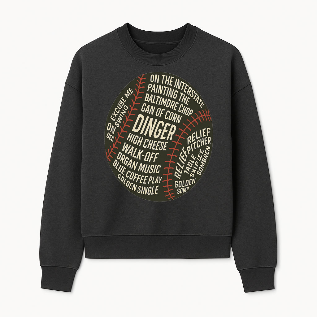 Baseball Terms Wall Art | Dinger Print with Game Phrases | Sports Decor for Fans | Vintage Baseball Typography Design - Sweatshirt 1758558734315.jpg